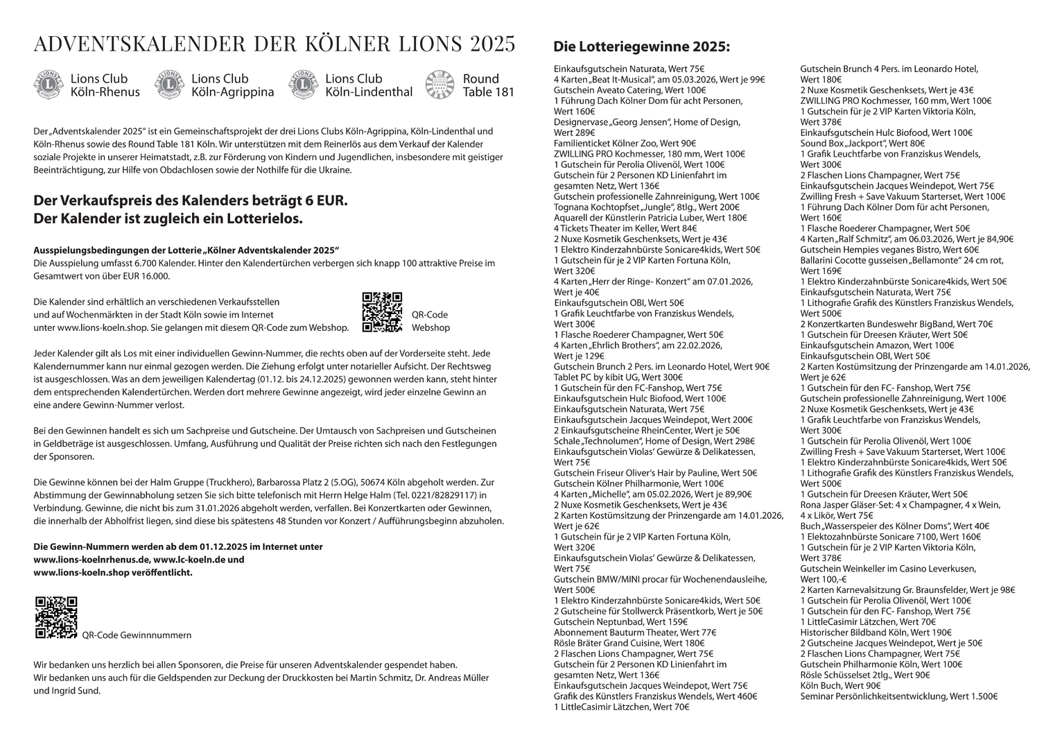 Adventskalender der Kölner Lions 2025