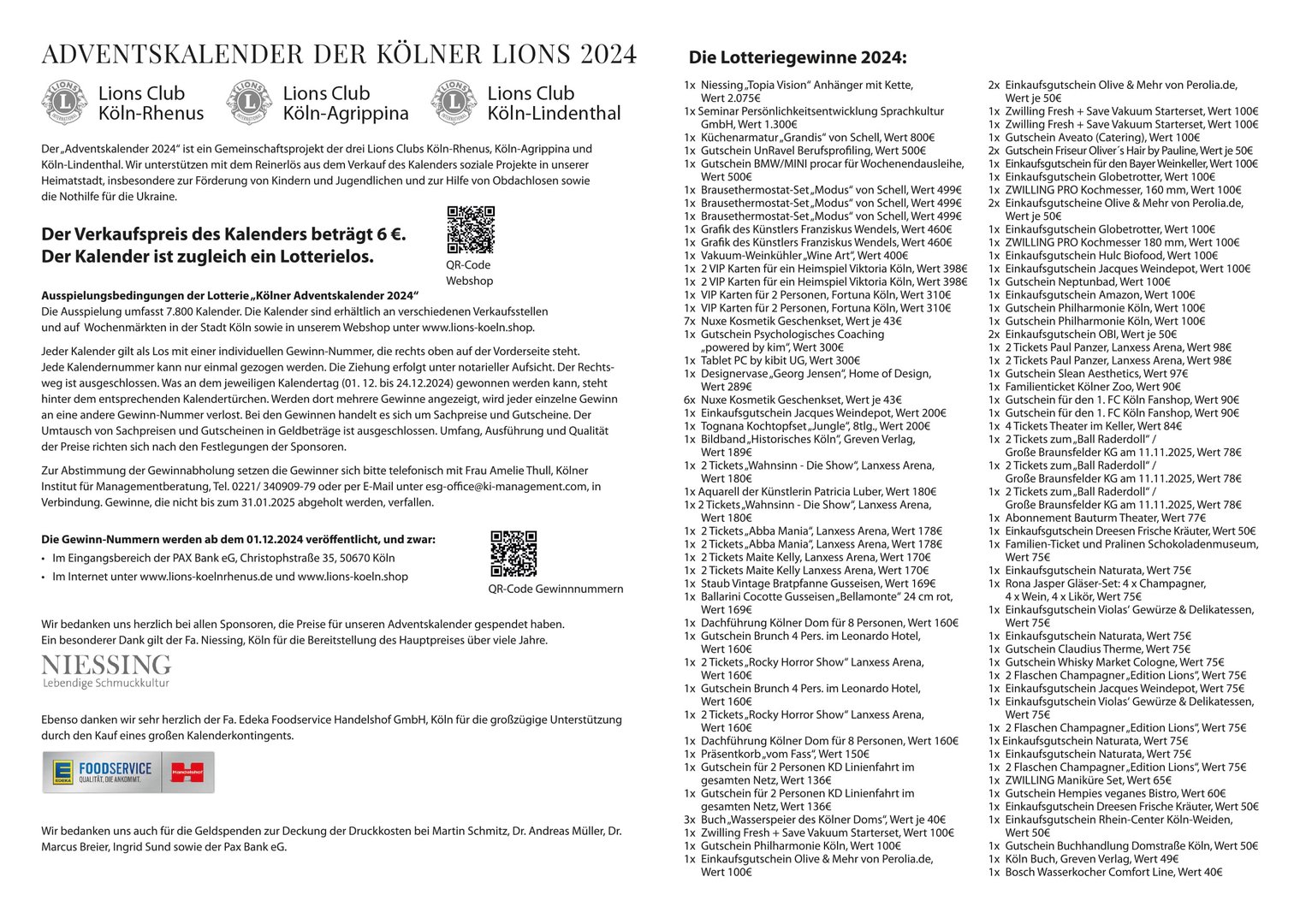 Adventskalender der Kölner Lions 2024